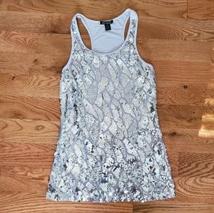 Silver sequin tank